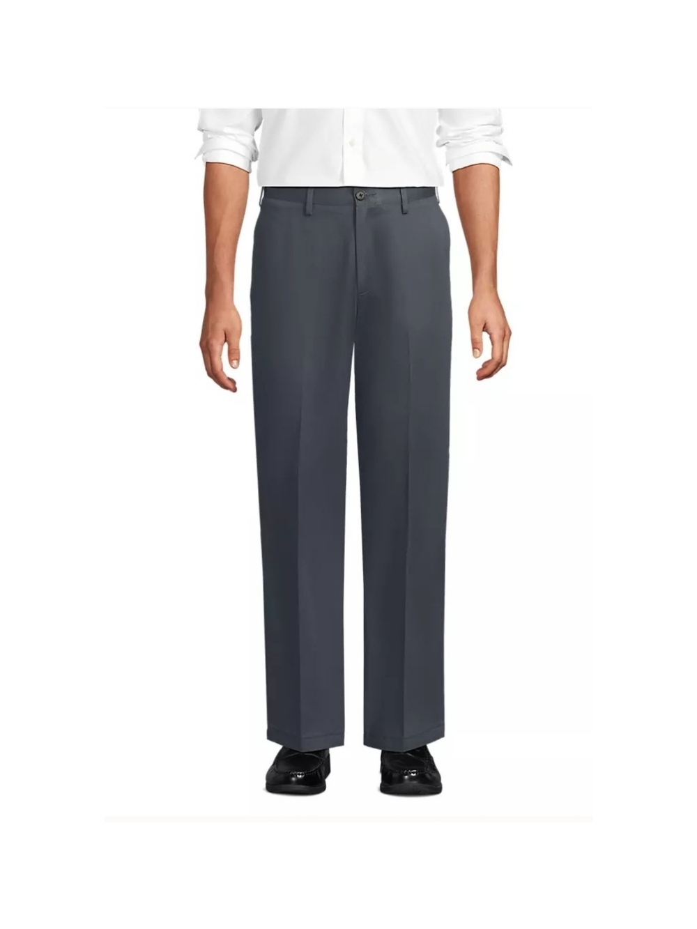 Lands' End Men's Classic Flat Front Wrinkle Resistant Chinos Pant Charcoal 32X32